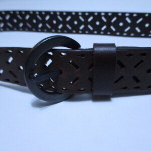 Unisex Leather Adjustable Wide Brown Belt Size Up to 34 Waist #1113